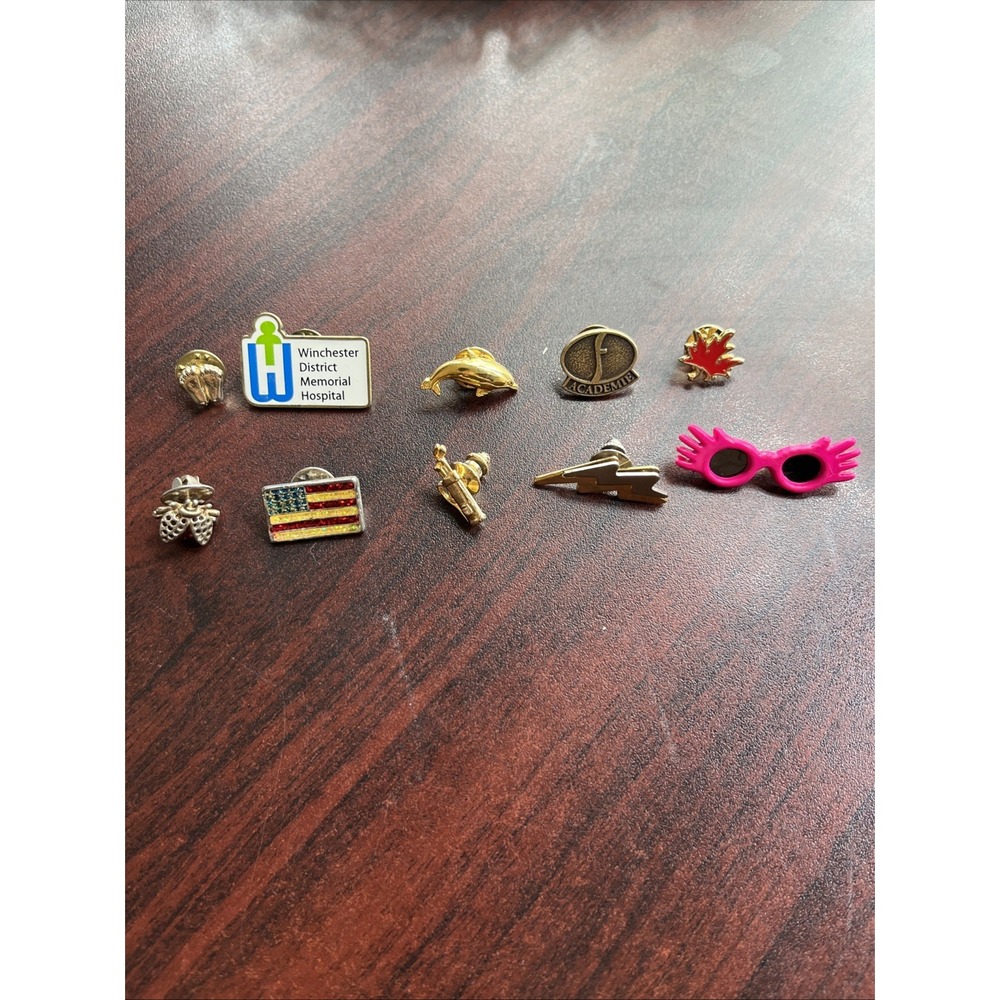 Lot Of 10 Random Mixed Lapel Hat Pins A5